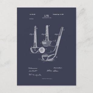 Postal Antique Golf Club 1900, dibujo de patentes