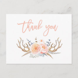 Postal antlers plumas gracias tarjeta, baby ducha