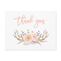 antlers plumas gracias tarjeta, baby ducha