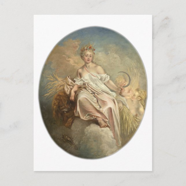 Postal Antoine Watteau Ceres (verano) c1717-1718 (Anverso)