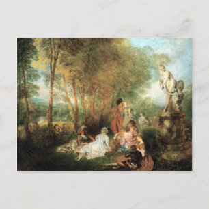 Postal Antoine Watteau La fiesta del amor