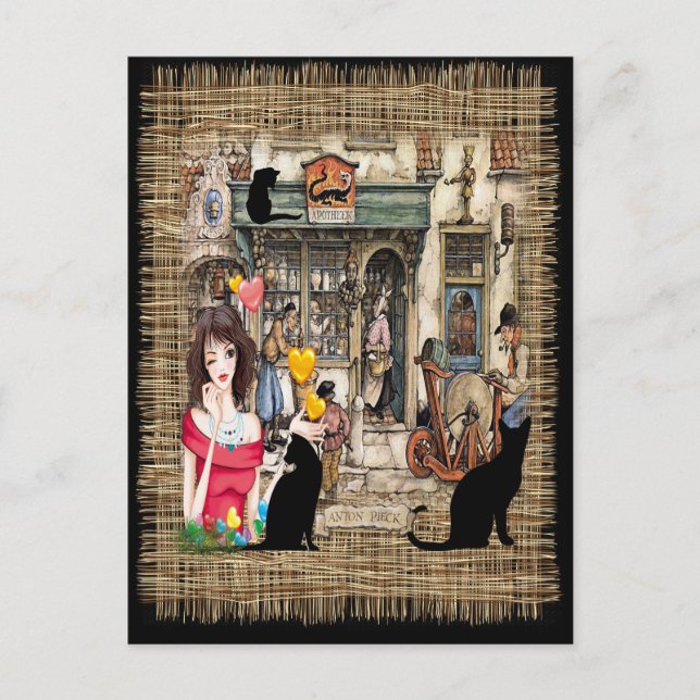 Postal Anton Pieck - Farmacia (Anverso)