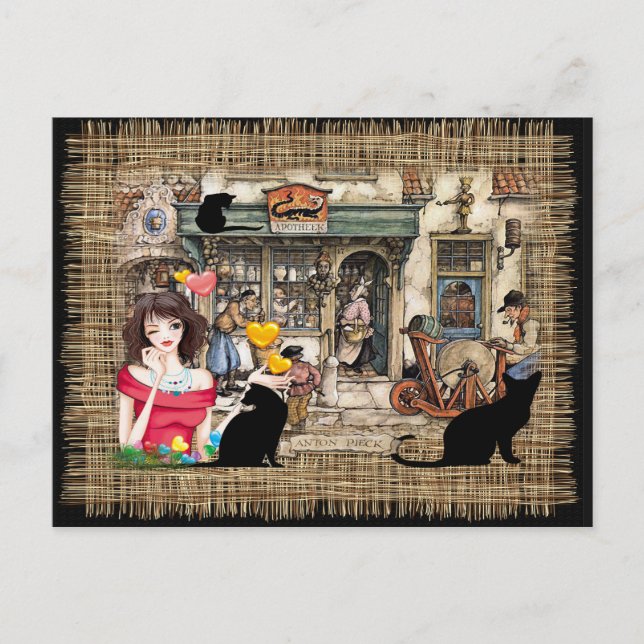 Postal Anton Pieck - Farmacia (Anverso)