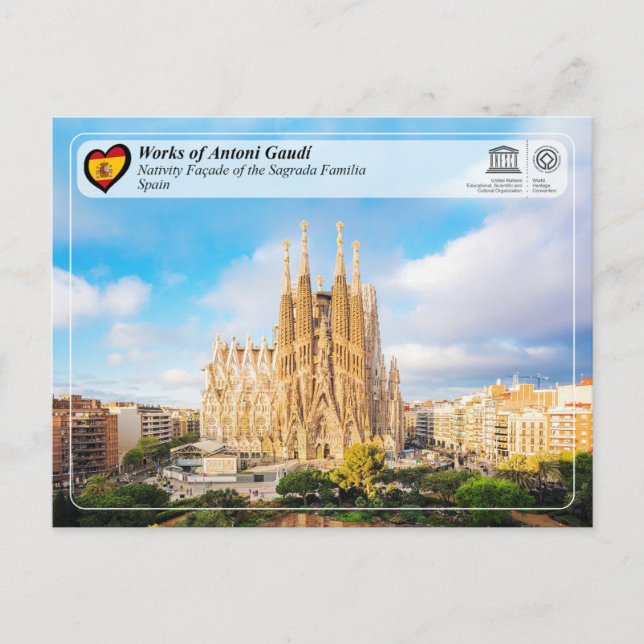 Postal Antoni Gaudí - Sagrada Familia - Fachada de Nativi (Anverso)
