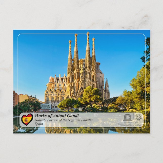 Postal Antoni Gaudí - Sagrada Familia - Fachada de Nativi (Anverso)