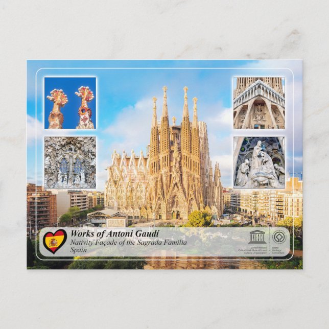 Postal Antoni Gaudí - Sagrada Familia - Fachada de Nativi (Anverso)