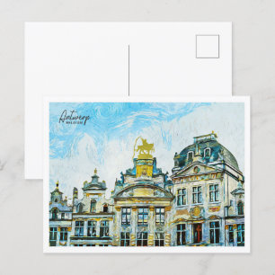 Postal Antwerp Bélgica Hermoso paisaje de pintura al óleo