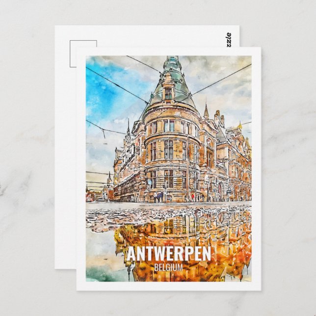 Postal Antwerpen Belgium Travel Place Watercolor (Anverso / Reverso)