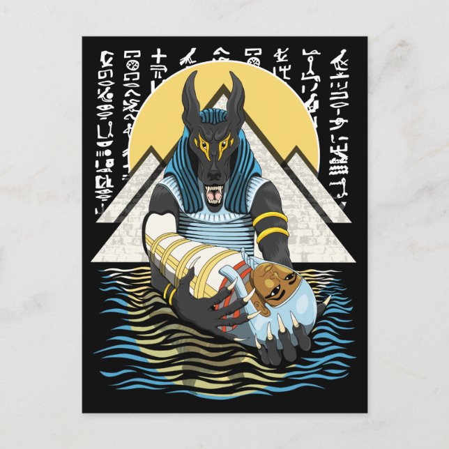 Postal Anubis Antiguo Ilustracion Egipcio de Dios (Anverso)