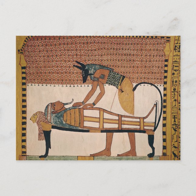 Postal Anubis asiste a la momia de Sennedjem (Anverso)