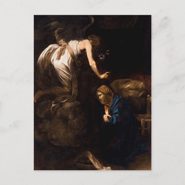 Postal Anunciación de Caravaggio (1608) (Anverso)