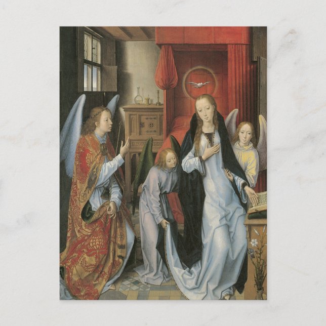 Postal Anunciación de Hans Memling (Anverso)