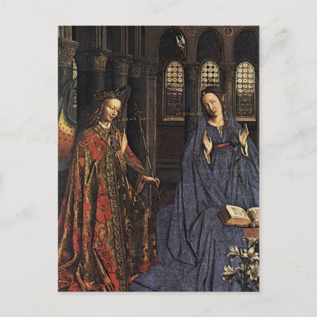 Postal Anunciación de Jan van Eyck (Anverso)