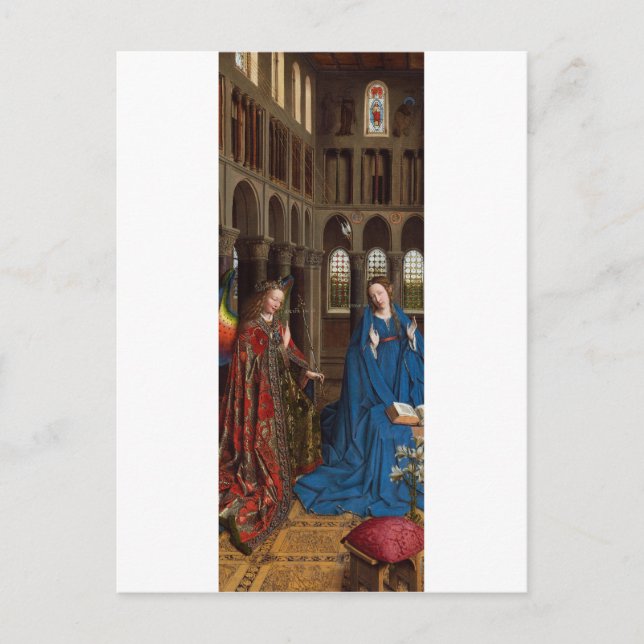 Postal Anunciación de Jan van Eyck (Anverso)