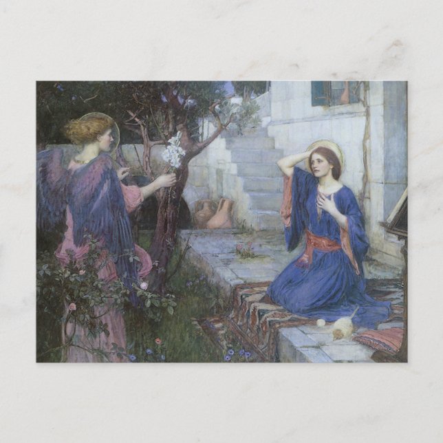 Postal Anunciación de John William Waterhouse (Anverso)