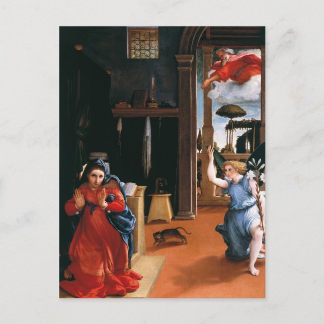 Postal ANUNCIACIÓN DE RECANATI de Lorenzo Lotto (Anverso)