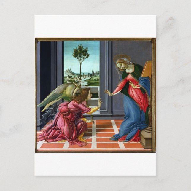 Postal Anunciación de Sandro Botticelli (Anverso)