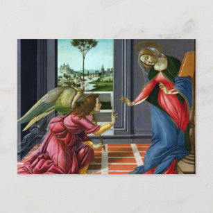 Postal Anunciación de Sandro Botticelli