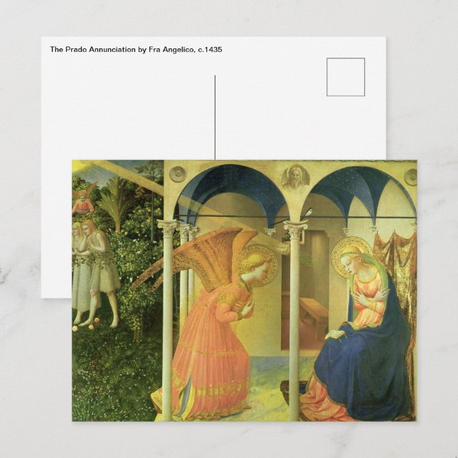 Postal Anunciación del Prado por Fra Angelico (Anverso / Reverso)