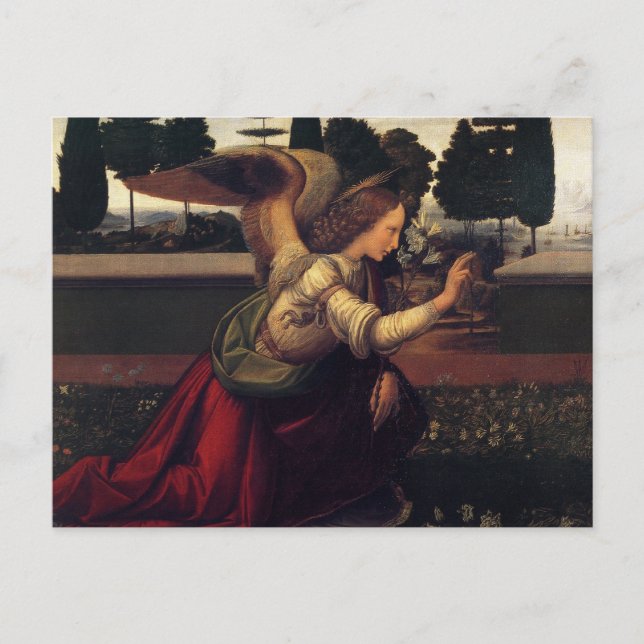 Postal Anunciación Leonardo DaVinci - Ángel (Anverso)