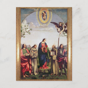 Postal Anunciación y santos, 1500