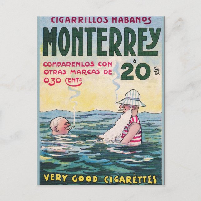 Postal Anuncio 1906 del cigarro de Monetrrey del vintage (Anverso)