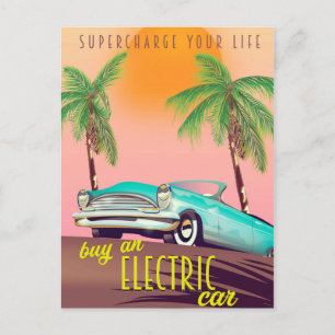 Postal Anuncio antiguo de automóvil eléctrico