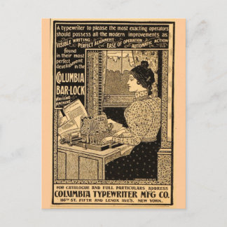 Postal Anuncio Antiguo de Máquina de Escribir Art Nouveau