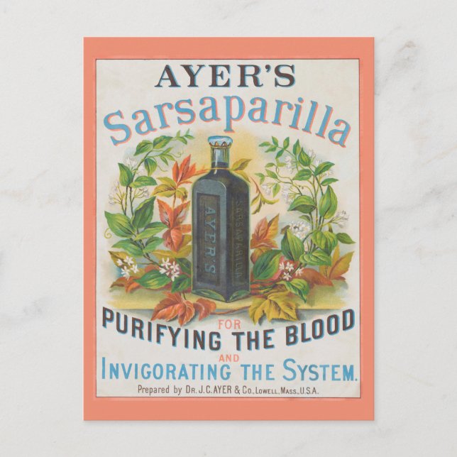 Postal Anuncio antiguo para Ayer's Sarsaparilla. (Anverso)