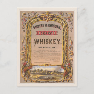 Postal Anuncio antiguo para el whiskey higiénico de Gilbe