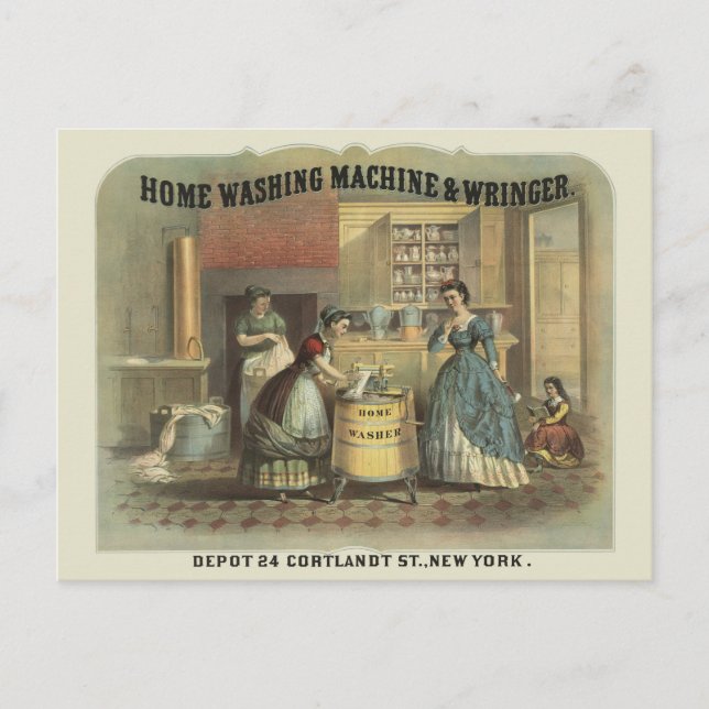 Postal Anuncio antiguo para lavadora y exprimidora domést (Anverso)