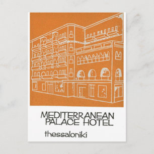 Postal Anuncio antiguo Tesalónica Hotel Mediterraneo Grec