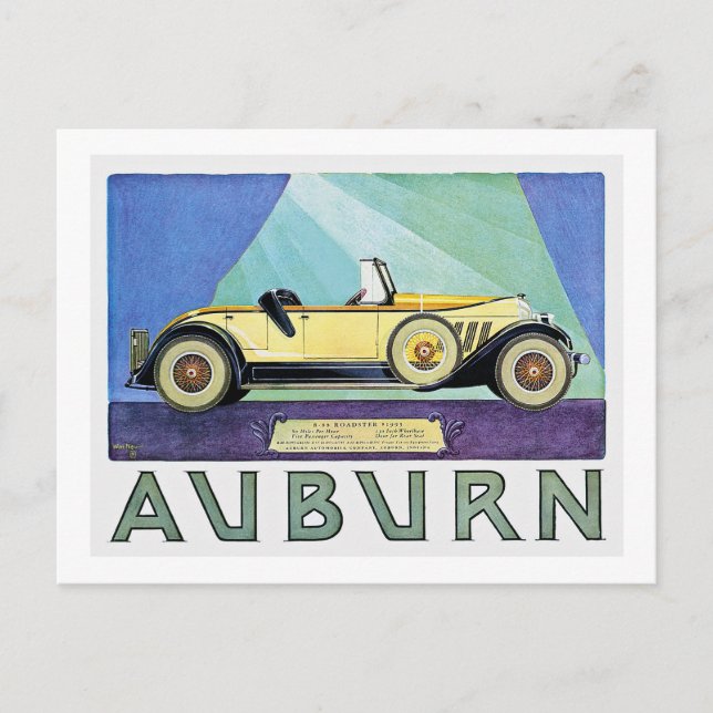 Postal Anuncio automático Auburn Vintage (Anverso)