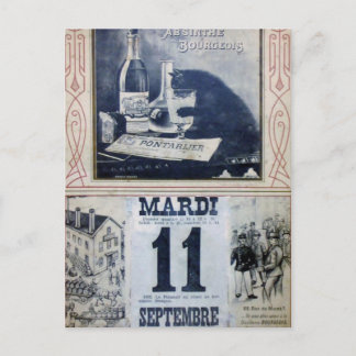Postal Anuncio de Absinthe Vintage con gato