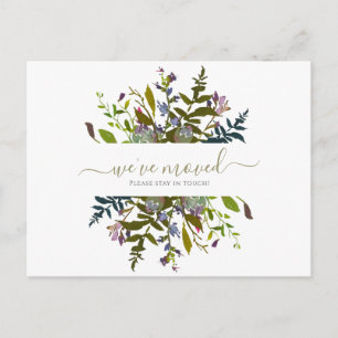 Postal Anuncio de Acuarela con Letra Floral Nos Mudamos