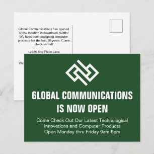 Postal Anuncio de apertura de negocio ecológico moderno