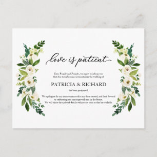 Postal Anuncio de aplazamiento de boda Amor por la vegeta