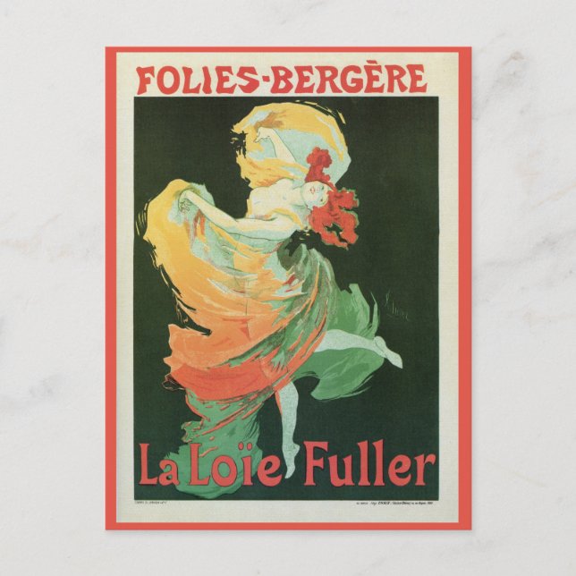 Postal Anuncio de arte francés de época La Loïe Fuller (Anverso)