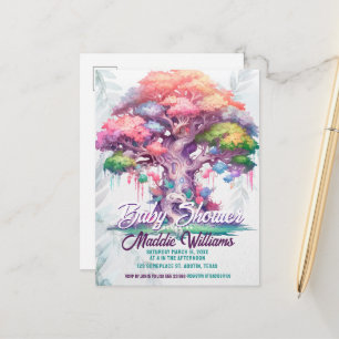 Postal Anuncio de Baby Shower del Árbol Mágico de la Vida