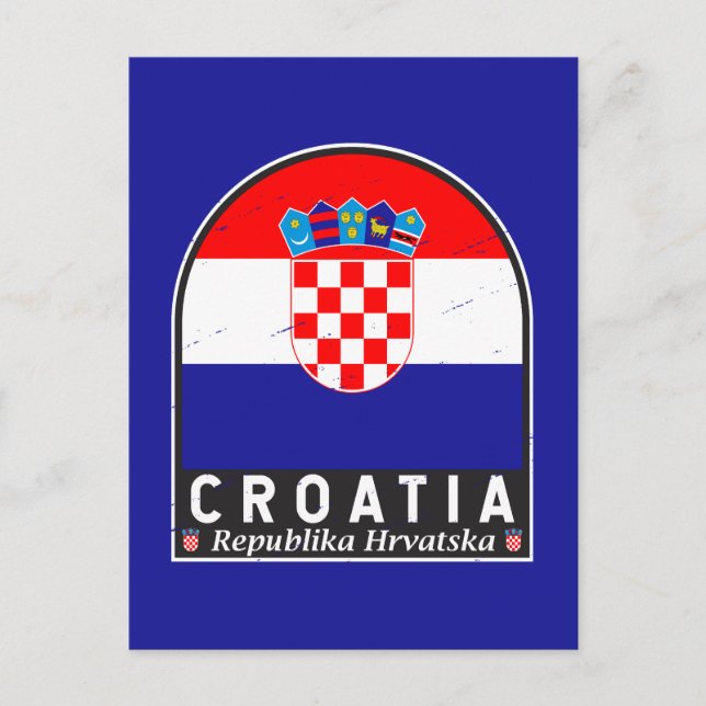 Postal Anuncio de Bandera de Croacia en mal estado (Anverso)