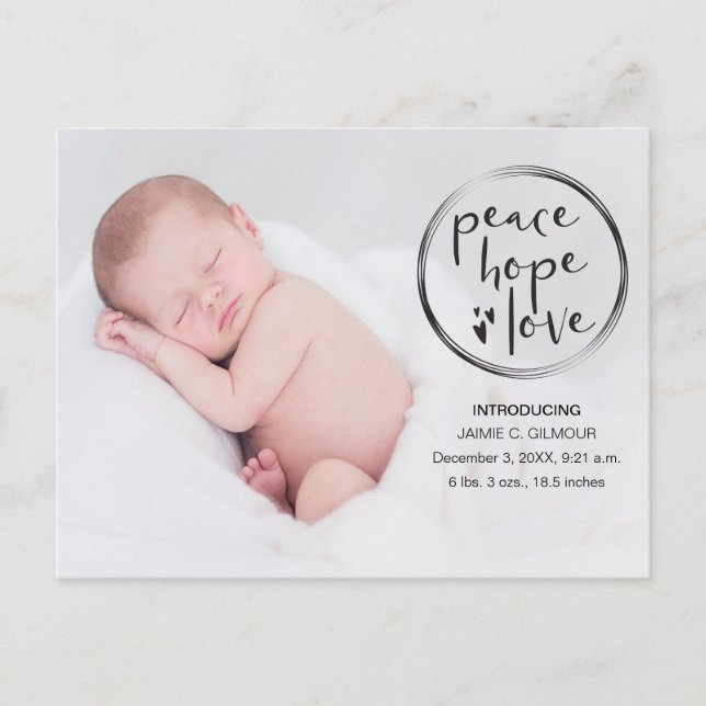 Postal Anuncio de bebé, Primera Navidad, foto (Anverso)