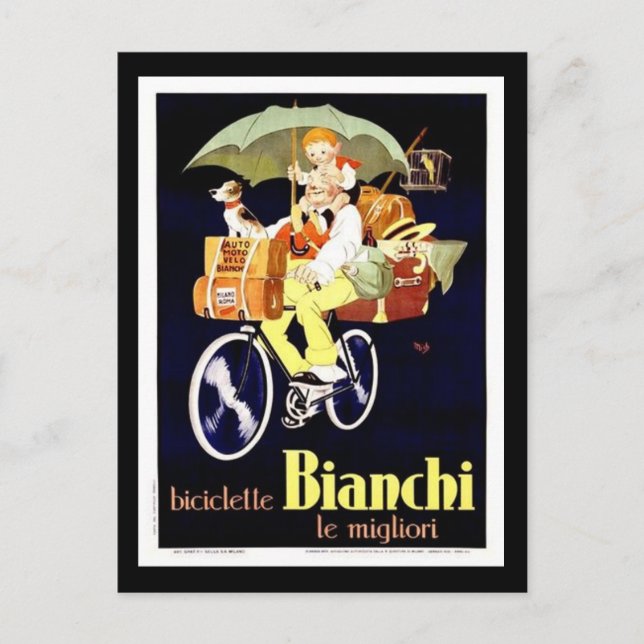Postal Anuncio de bicicleta bianchi italiano de época (Anverso)