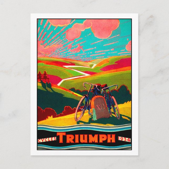 Postal Anuncio de bicicleta de época - Bicicleta en la la (Anverso)