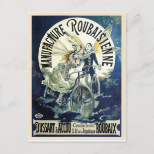 Postal Anuncio de bicicleta francés de arte de época