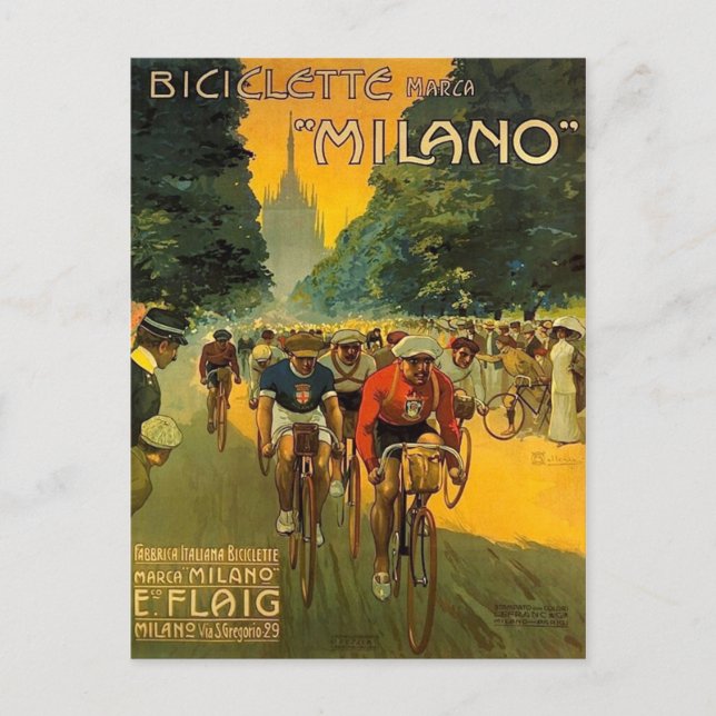 Postal Anuncio de bicicleta italiano de época (Anverso)