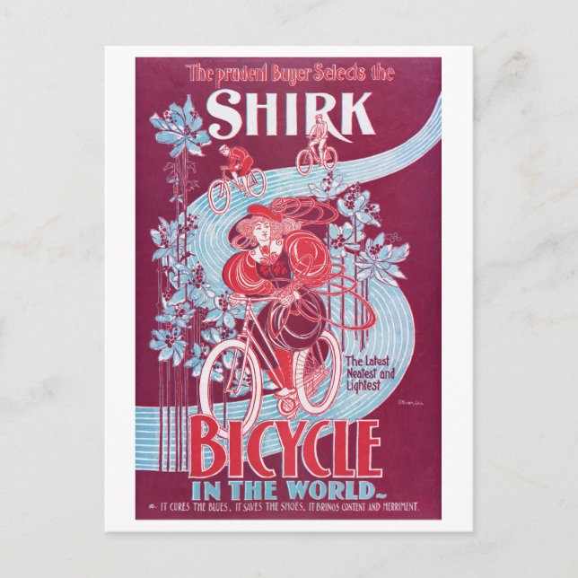 Postal Anuncio de bicicleta Shirk vintage (Anverso)