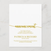 Anuncio de Boda Cancelada Letra Dorada Elegante