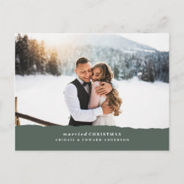 Postal Anuncio de boda de Navidad casado papel roto