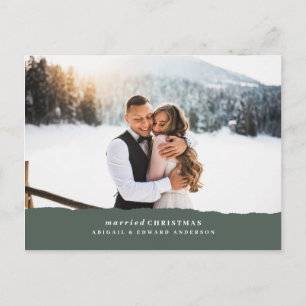 Postal Anuncio de boda de Navidad casado papel roto