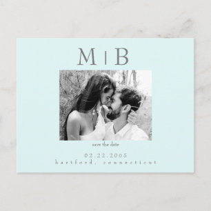 Postal Anuncio de boda de pareja en blanco y verde espuma
